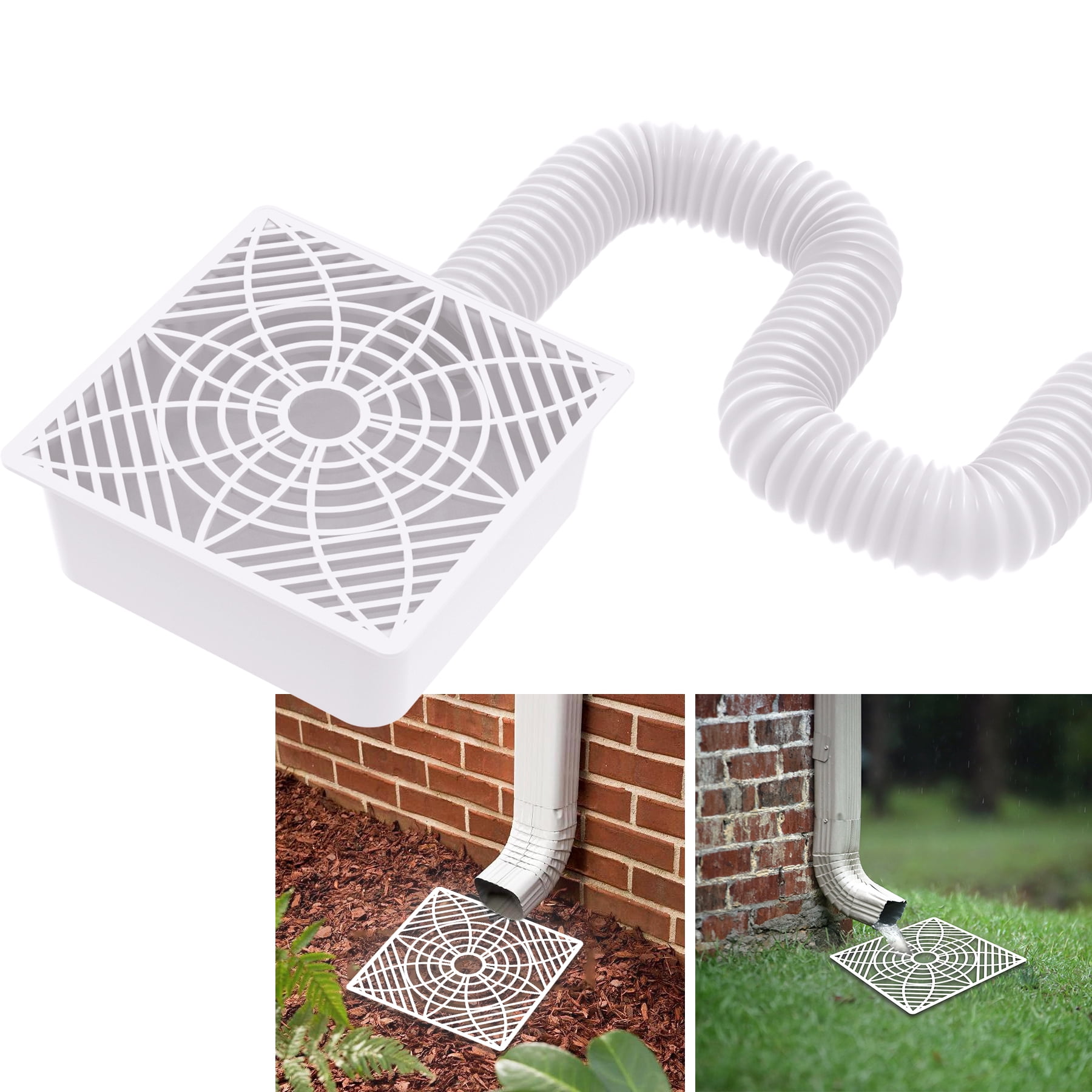 ZNNCO Upgraded Gutter Downspout Extensions Flexible, No Dig Catch Basin  Downspout Extension with Leak-Proof Splash Block Kit,Extendable from 1.34'  to