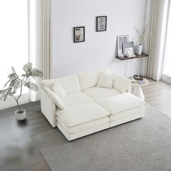 White Upholstered - Adjustable Sofa Layout - Movie Watching Spot - Soft Sponge Filling