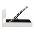 White Upholstered Platform Bed with Full Size and Hydraulic Storage