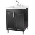 White Utility Sink with 25Inch Black Vanity by , Chrome Finish
