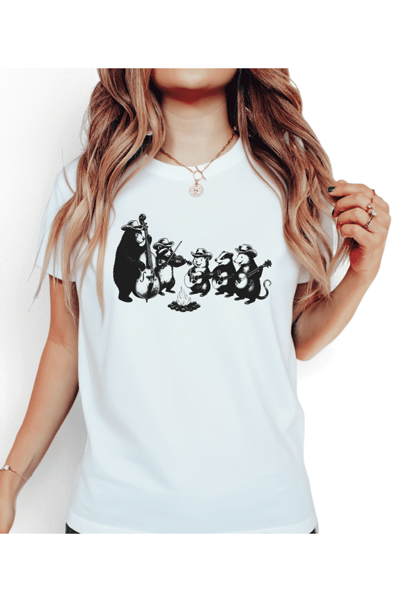 White Vacation Raccoon Family T shirt Graphic Tees Animals Wildlife Print S-5XL Loose Tops