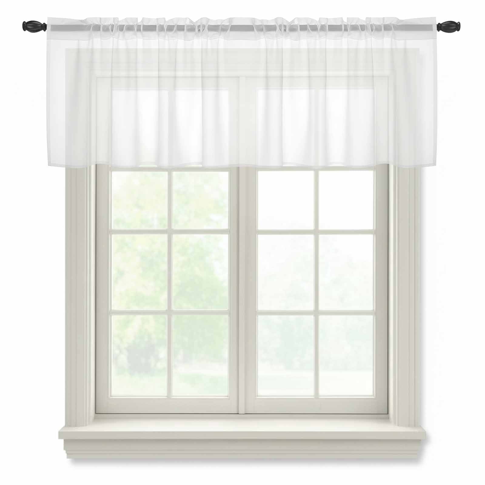 Half Window Rods White Valance Curtains for Kitchen/Living Room/Bathroom/Bedroom Window ...