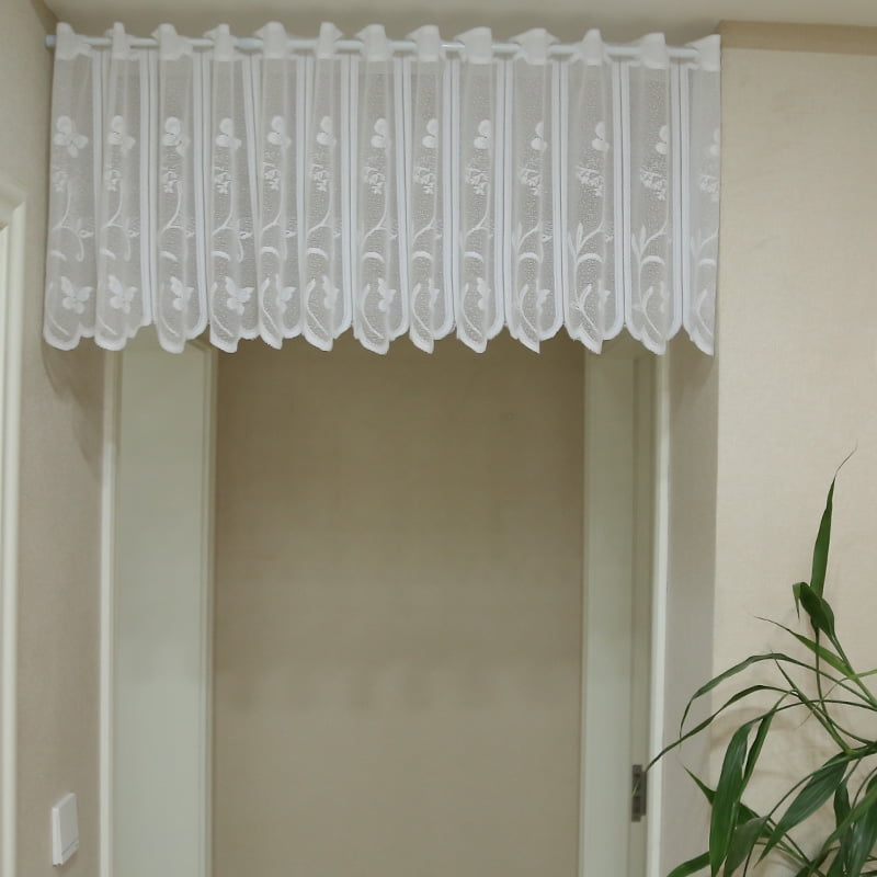Valance Short White Valance for Windows Semi Sheer Kitchen Valance for Bathroom Short ...