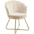 White Vanity Chair Accent Chair Cute Soft Faux Fur Chair with Gold