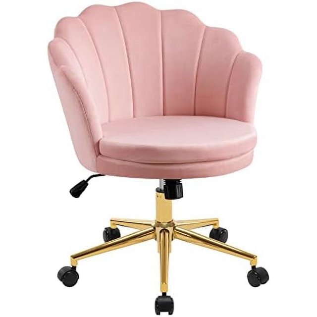 White Vanity Chair Accent Chair Cute Soft Faux Fur Chair with Gold