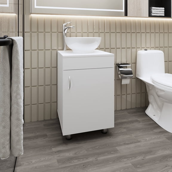 White Vanity with Integrated Sink | Serve Small Bathrooms and Guest Restrooms | Offer Durable and Space - saving Solution