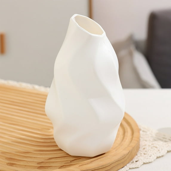 White Vase,6 Inch Flower Vase Home Decor Modern Decorative Vases for Bouquet, Unique Vases for Farmhouse Living Room Cabinet Table Centerpieces Wedding Decorations