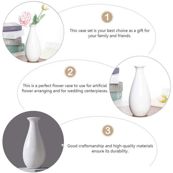White Vase White Ceramic Vases, Modern Countertop Planter Pots for Home Decor (4.13X1.85X1.85Inch)