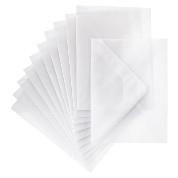 Recollections White Vellum Envelopes - 5.25" x 7.25" Translucent Glue-Seal Stationery for Invitations & Handmade Cards, 113 GSM, 12 Pack