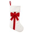 thumbnail image 1 of White Velvet Christmas Stocking with Bow, 18 Inch Large Hanging Sock for Fireplace and Tree Decor, 1PC (White), 1 of 5