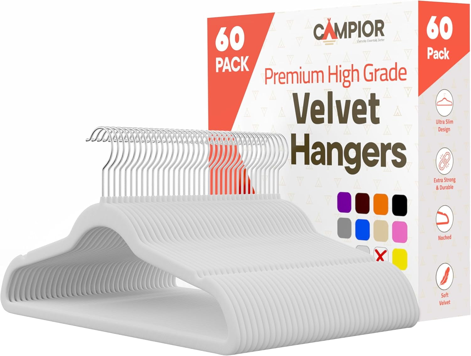 White Velvet Hangers 80 Pack – Heavy-Duty 11 lbs Capacity, 360° Swivel Hook, Non-Slip & Space-Saving Design – Smooth Velvet Finish for Crease-Free Clothes & Effortless Closet Organization