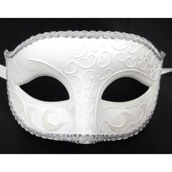 White Venetian Men Elegant Masquerade Halloween New Years Mardi Gras Prom Mask