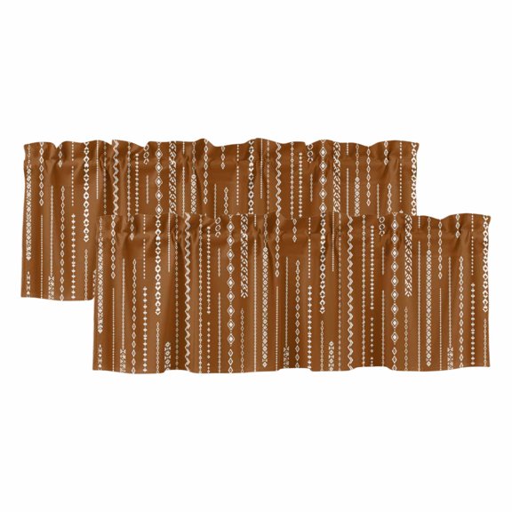 White Vertical Diamond Columns 2 Panels Kitchen Valance, Vintage Minimalist Stripe Tobacco Curtains Valances for Small Windows Rod Pocket Window Treatments for Living Room Bedroom 42" W x 18" L