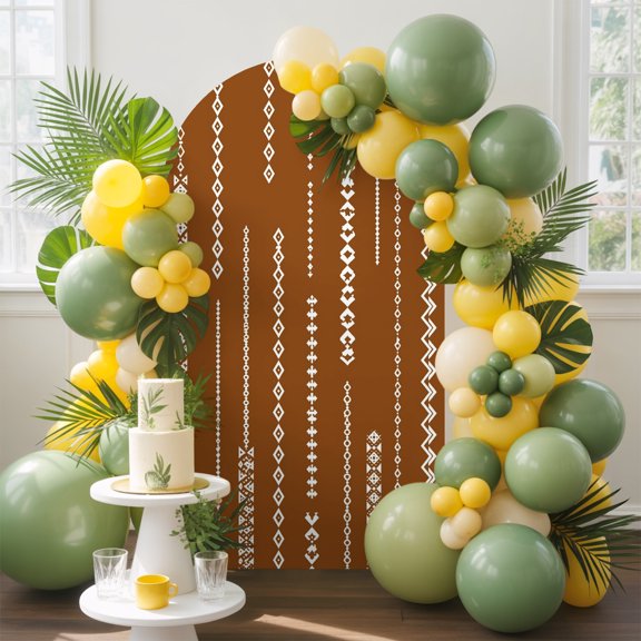 White Vertical Diamond Columns Arch Backdrop Cover, 4FT, Vintage Minimalist Stripe Tobacco Spandex Arch Covers Double-Sided Backdrop for Wedding Birthday Party Photo Background Decoration