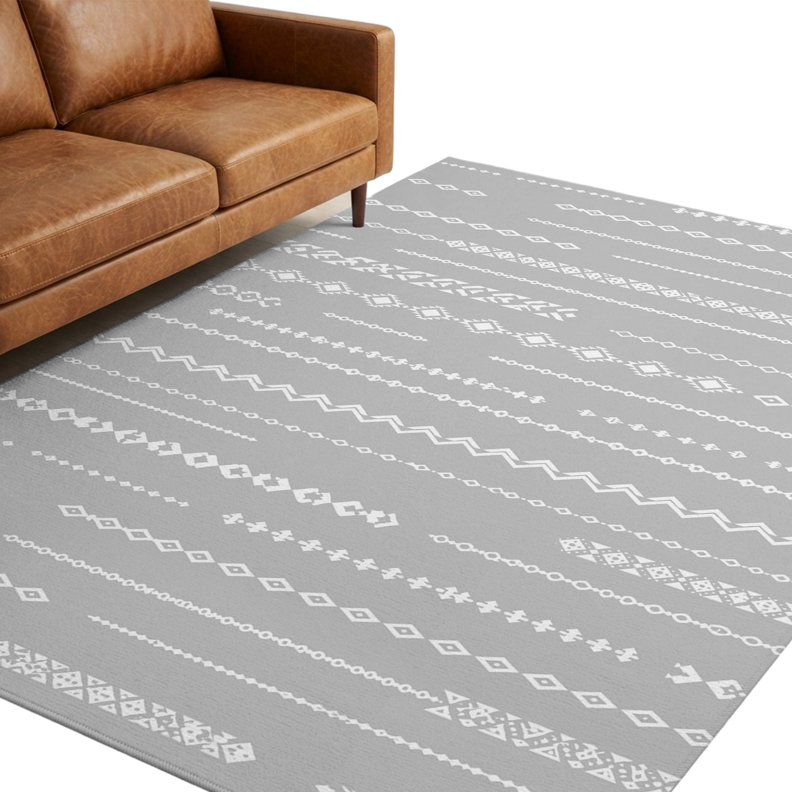 White Rug With Diamond Pattern White Vertical Diamond Columns Area Rug 8x10ft Vintage Minimalist ...