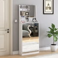thumbnail image 1 of White Vertical Shoe Cabinet With Mirrors For Entryway Neatness Easy To Install, 1 of 6