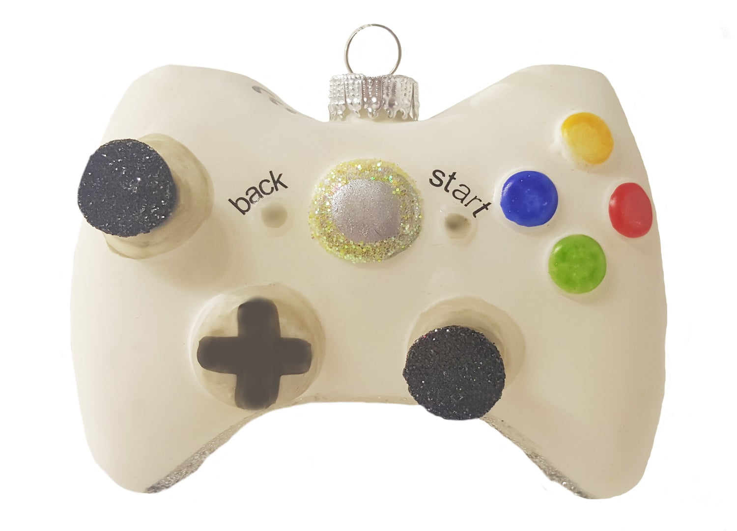 White Video Game Controller Christmas Holiday Ornament Glass