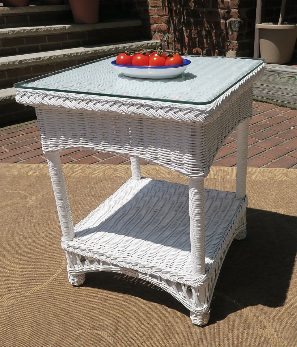 White Wicker End Tables