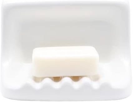 White Vintage Mounted Ceramic Soap Dish: Retro Ceramic Soap Holder, Porcelain Wall Dish, for Home Bathtub Bathroom Sink – Home Decor