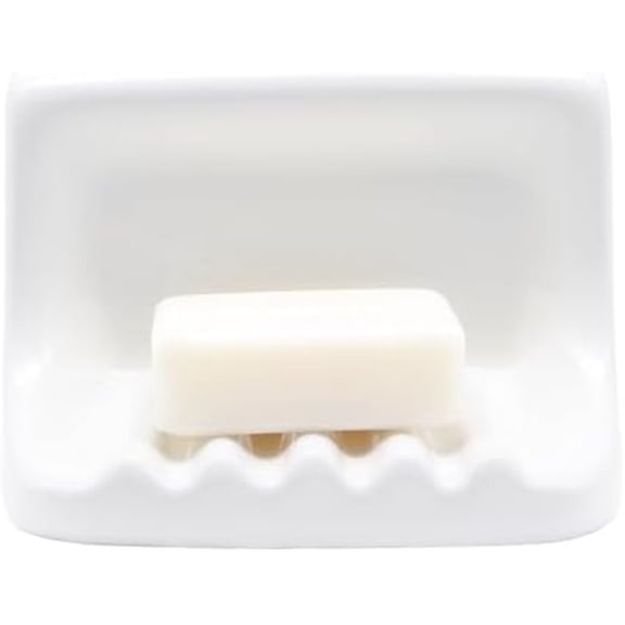 White Vintage Mounted Ceramic Soap Dish: Retro Ceramic Soap Holder, Porcelain Wall Dish, for Home Bathtub Bathroom Sink Home Decor