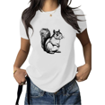 thumbnail image 1 of White Vintage Squirrel Print Tshirt Minimal Line Art Graphic Tees Animal Lover Shirts Casual Short Sleeve Womens S-5XL Tops, 1 of 5