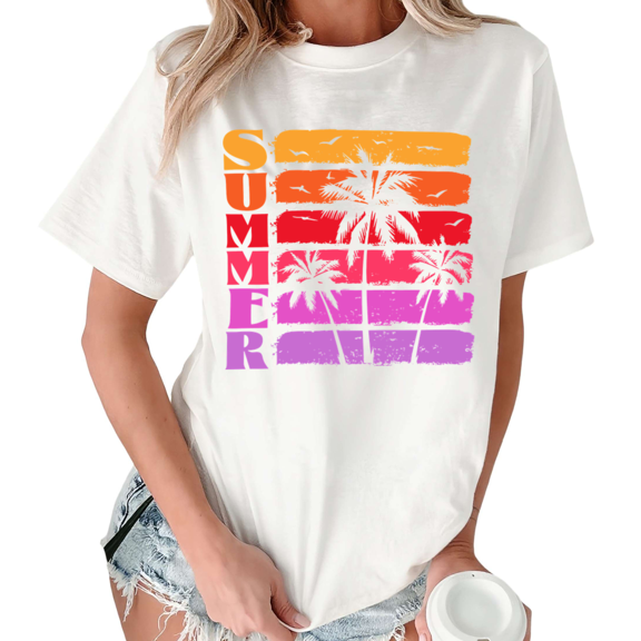 White Vintage Summer Tropical Palm Tree Print Tshirt Graphic Tees Shirts S-5XL Hawaii Surf Gift Tops