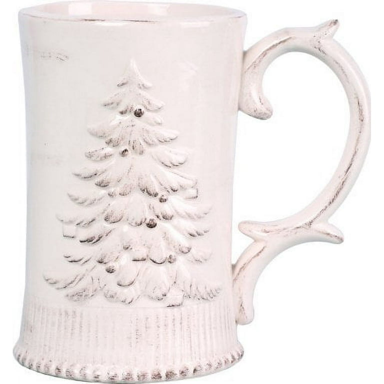 Large 18 Oz Marbleized Porcelain Santa w/Christmas Tree Coffee Mug