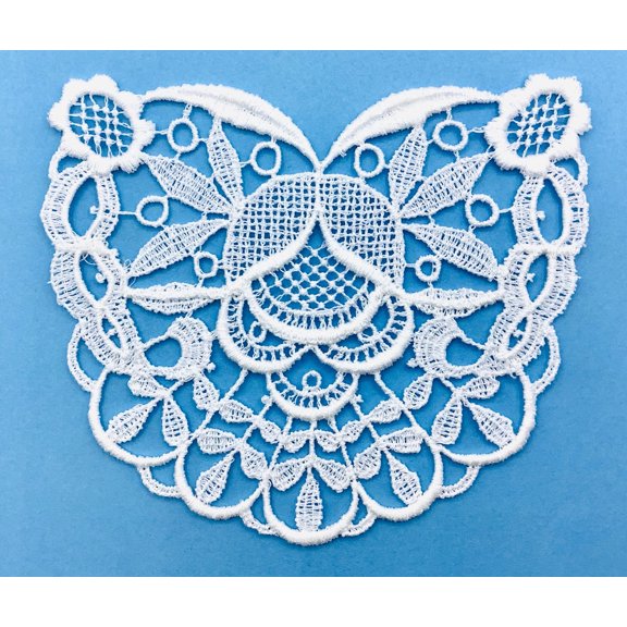 White Vintage Venice Lace Applique (4-1/4" Across X 3-1/2" High) - 3 Pieces