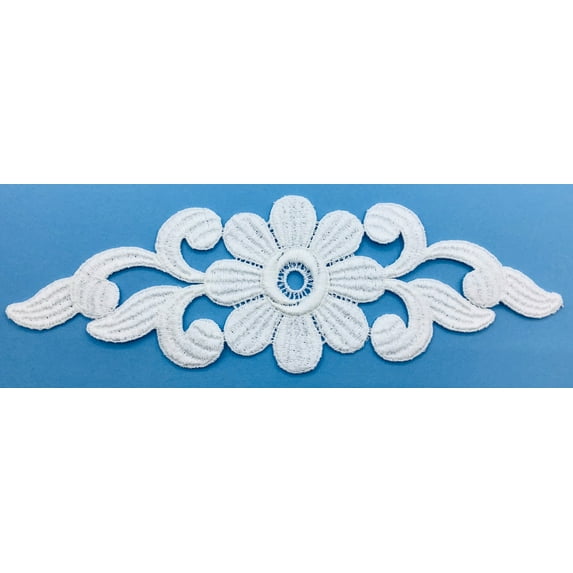 White Vintage Venice Lace Applique, 9" X 3" - 4 Pieces
