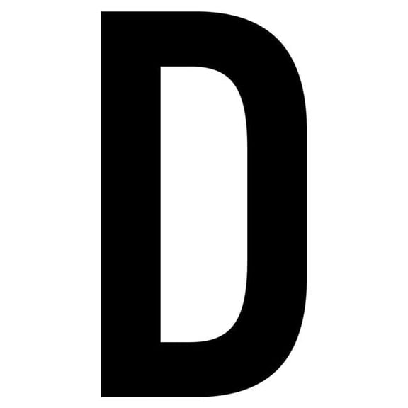 White Vinyl Adhesive Label - Letter D - 12 in. - Pack of 12 - Industrial Strength Adhesion