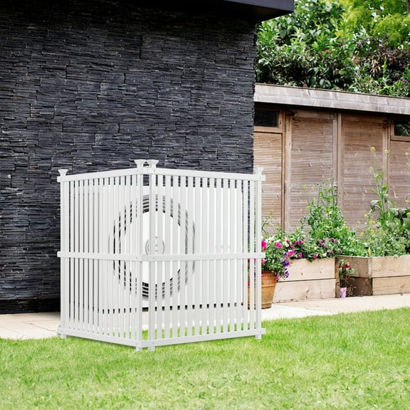 White Vinyl Privacy Screen Panels Kit, LShape Connectable Air Conditioner & Trash Can Enclosure, WeatherResistant Outdoor Privacy Fence for Garden Pool Equipment