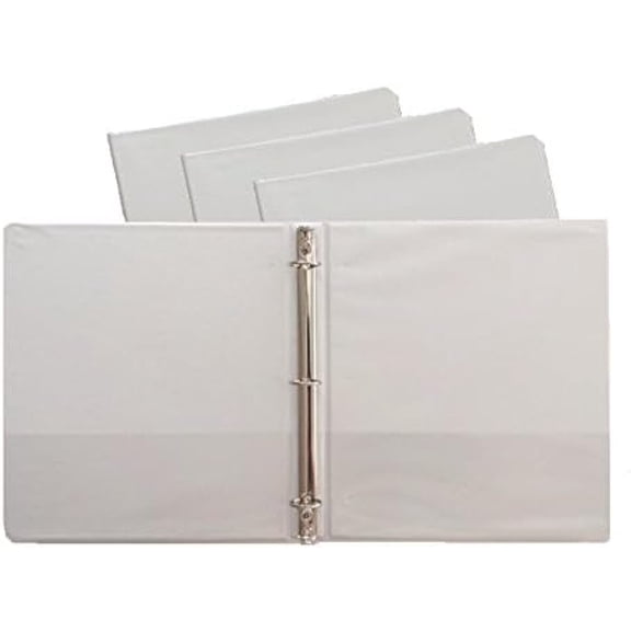 White Vinyl Standard 3-Ring Binders, 1-Inch, for 8.5" x 11" Sheets, with Inside Pockets, 4-Pack