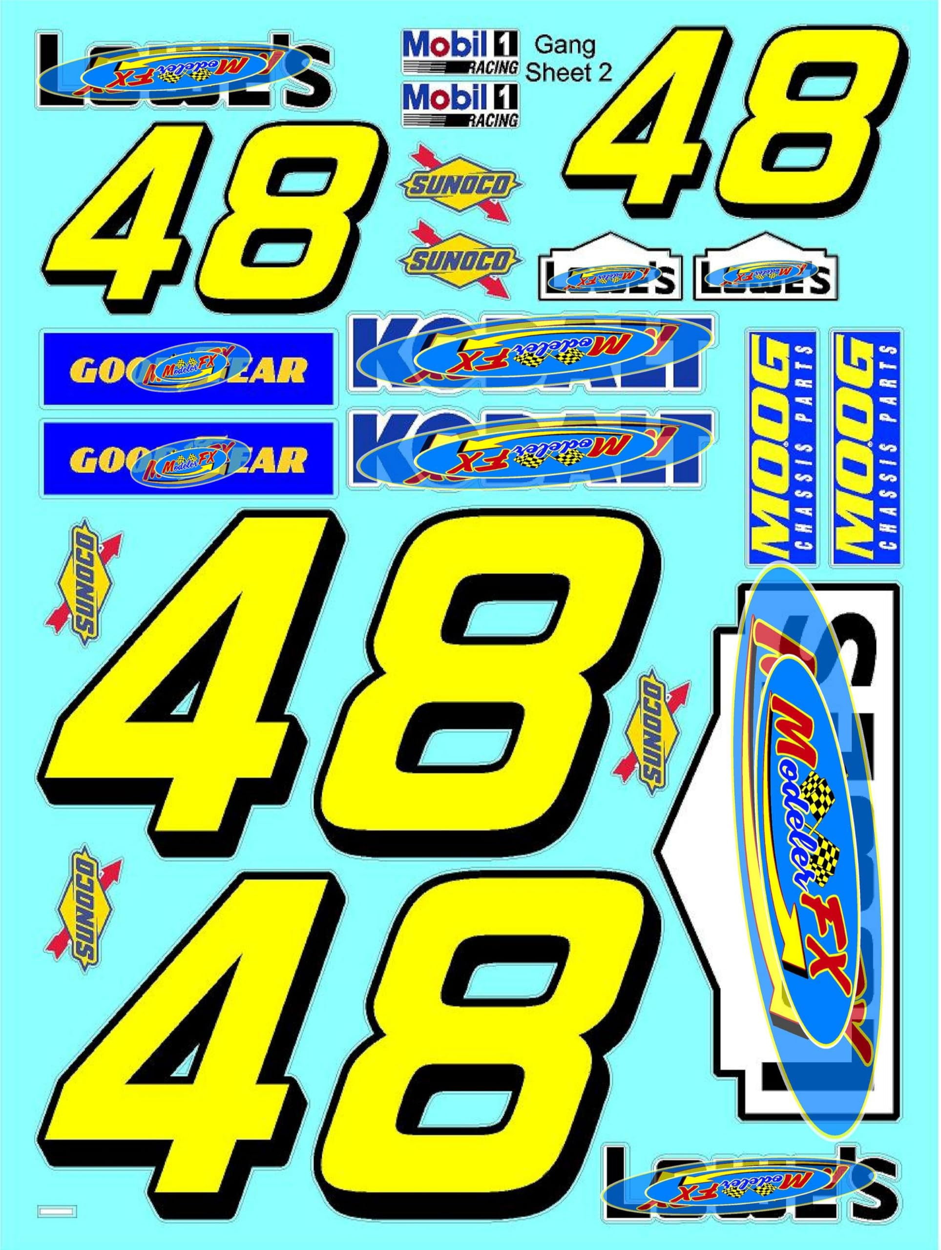 White Vinyl Sticker Sheet #48-1/10th - 1/8th Scale Large 6.8" x 9.2"h Vinyl R/C Model Decal Sticker Sheet Radio Control Lexan Body