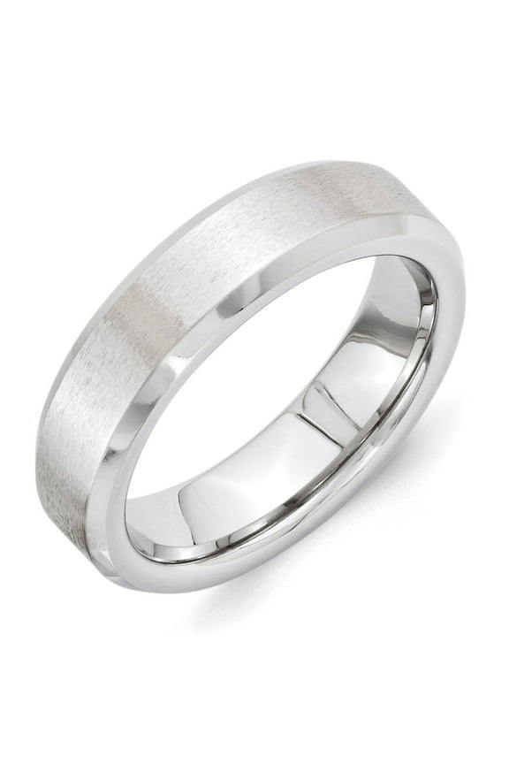 White Vitalium Ring Band Wedding Beveled Standard Grain center Finish 6mm Edge