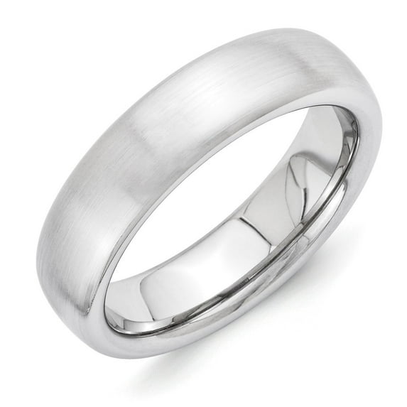 White Vitalium Ring Band Wedding Standard Domed Brushed 6mm