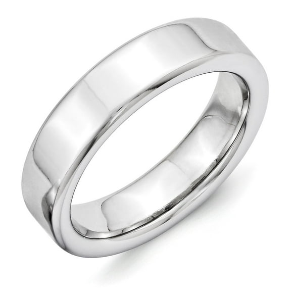 White Vitalium Ring Band Wedding Standard Flat Polished 6mm