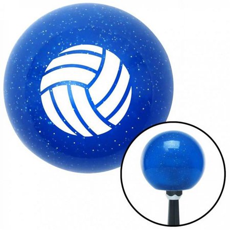 White Volleyball Blue Metal Flake Shift Knob with M16 x 1.5 Insert Shifter Auto