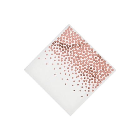 White W/Rose Gold Foil Dots Bev Nap 16Pc - Party Supplies - 16 Pieces