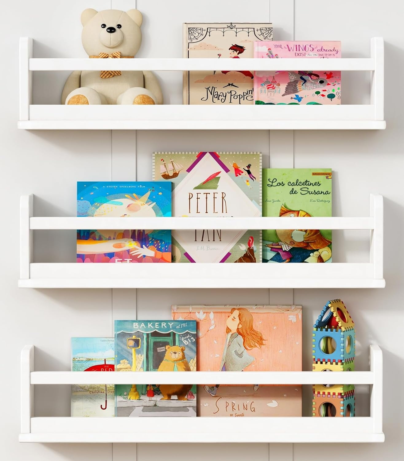 White Wall Bookshelf for Kids Room, 24 Inch Toddler Nursery Bookshelf — free download