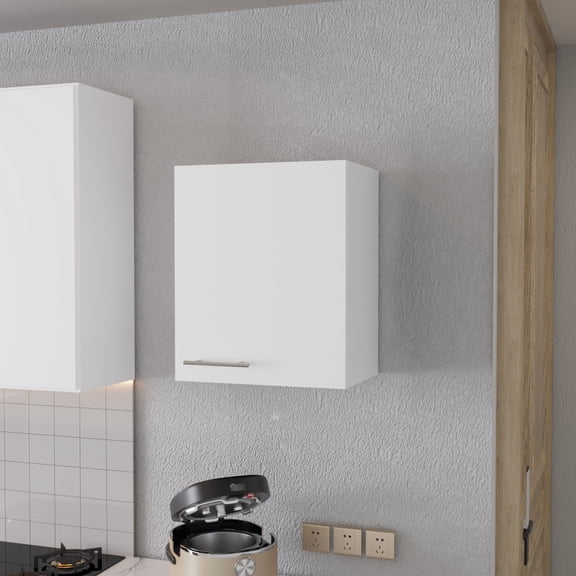 White Wall Cabinet With One Door For Small Kitchen Organization Compact Space