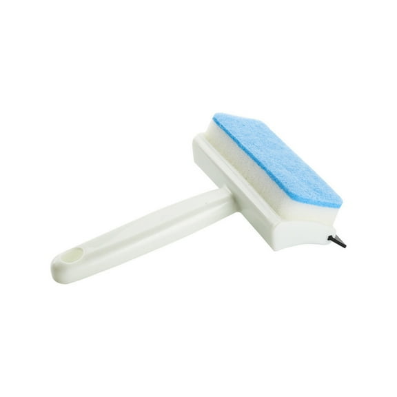 White Wall Cleaning Brush And Double Sided Window Wiper Scraper For Bathroom And Tile 8.6X8.7X2.3Inch