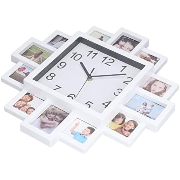 White Wall Clock with Multi Photo Frames - DIY Personalized Home Decor Clock$$Home Decor, Kitchen, & Other
