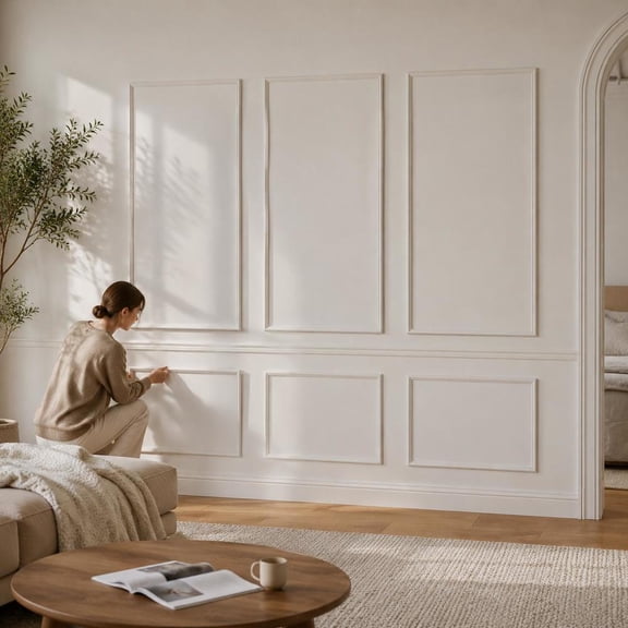 White Wall Molding 3 Pack, Wainscoting Panels Kit, Paintable Polystyrene, Waterproof Interior Trim
