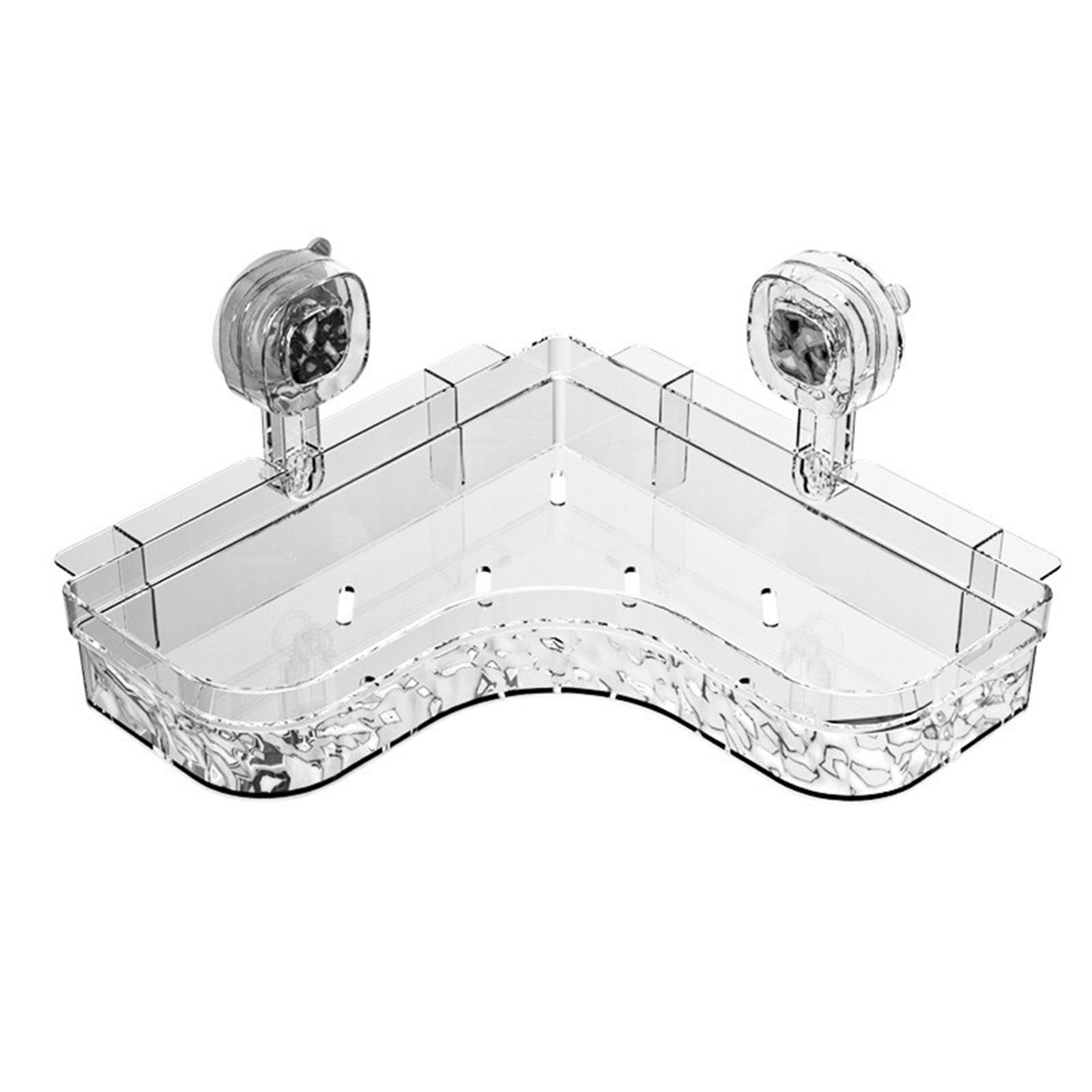 White Wall Mount Corner Shelf For Bathroom No Drill Suction Cup Storage ...