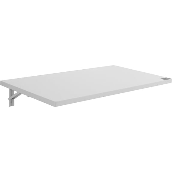 White Wall Mount Folding Table 35.4x19.7 Inch, Drop Leaf Floating Desk with Iron Bracket, Space-Saving Fold Down Desk for Office, Kitchen, Laundry, Dining, Bar