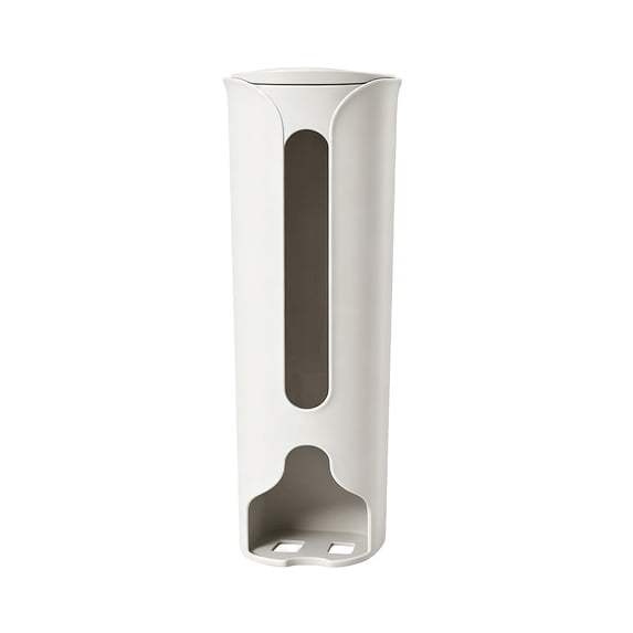 White Wall Mount Grocery Bag Holder, Plastic Hanging Bag Dispenser with Lid for Kitchen Storage