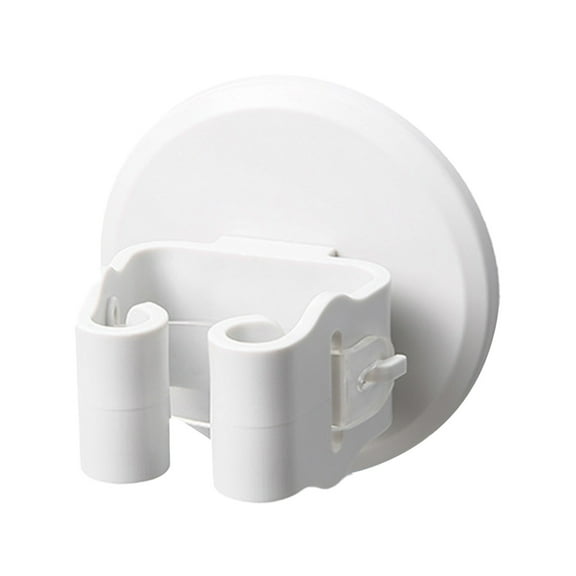 White Wall Mounted Broom Holder With Strong Suction Cup No Drill Installation For Kitchen Bathroom Garage Organization White Plastic Brush Hanger