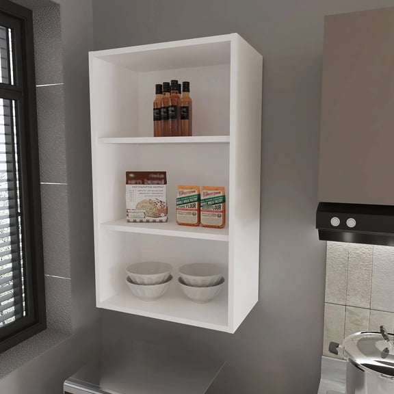 White Wall-Mounted Cabinet | Ample Storage for Kitchen Essentials | Melamine Coating Resists Scratches | Saves Counter Space