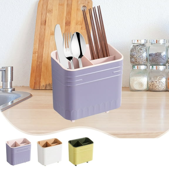 White Wall-Mounted Cutlery Box, Square Three-Compartment Professional Culinary Maintenance Management Utility and Kitchen Organization Accessory Design, Durable Plastic Storage, 1pc