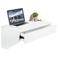 White Wall Mounted Desk with 28 inch Surface and Pull Out Drawer